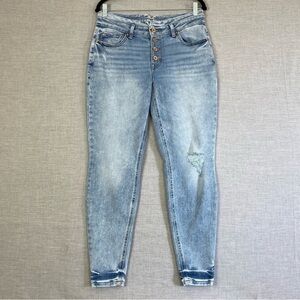 Edgely Mid-rise Super Skinny Jeans Womens 12R Distressed Button Fly Light Wash